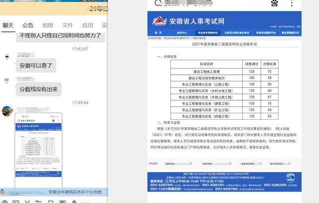 安徽二建成績(jī)已出，法規(guī)55分及格管理72分及格，比山西高了6分（安徽省二建及格分）